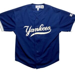 Starter New York Yankees Jersey Mens Large Navy Martinez #24 Buttons Vintage